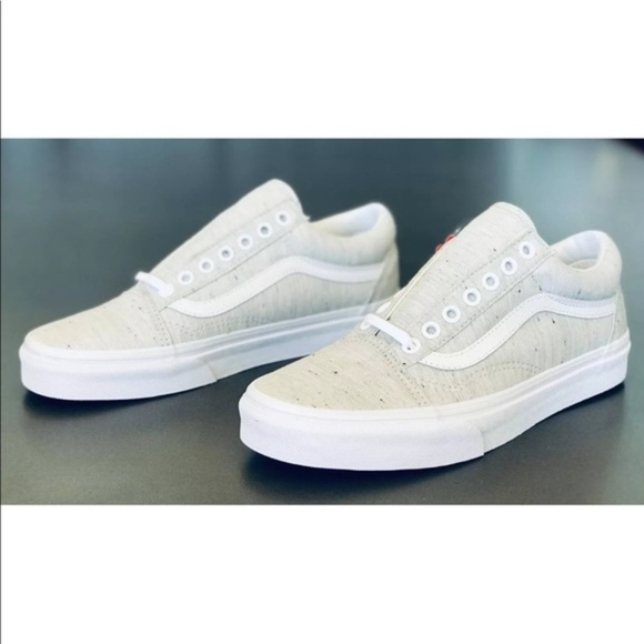 vans jersey old skool grey & true white womens shoes